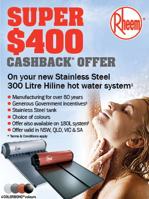 $400 Cashback on Rheem Solar
