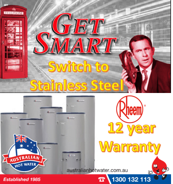 Get Smart and switch your electric water heater to Rheem... Rheem Stellar Stainless Steel Upgrade Receive $50 Gift Card